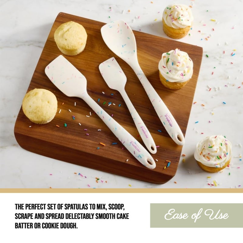 Trudeau Confetti Silicone Utensil Set â€“ 11" Spatula, 11" Spoonula & 8" Small â€“ Reinforced hybrid flexible silicone, BPA-free, heat resistant to 428Â°F, ergonomic & dishwasher safe. - Image 2